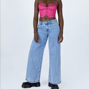 Mid-rise light blue wash. Brand new, never worn.